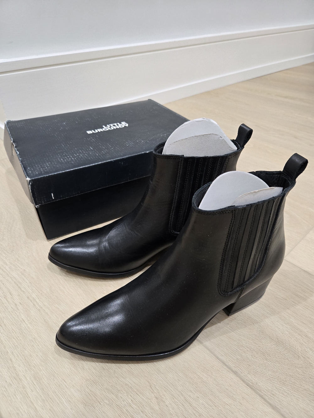Black Leather Chelsea Ankle Boots - Women